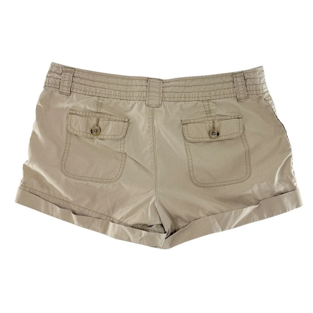 London Jean Chino Shorts Womens 10 Khaki Tan Cotton‎ Cuffed Utility RN 80763
